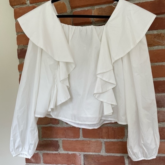Anthropologie Tops - NWT En Saison Square Neck Poplin Ruffle Peasant Blouse | M